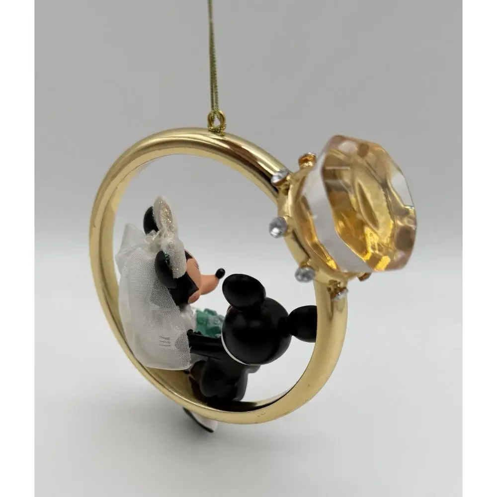 Disney Parks Mickey Mouse & Minnie Mouse Wedding Ring Engagement Ornament NWT